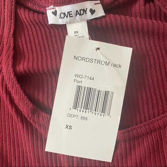 New Nordstrom love…ady Red Wine Bodycon Cut Out Rib Knit Mid Length Size XS - Picture 2 of 5
